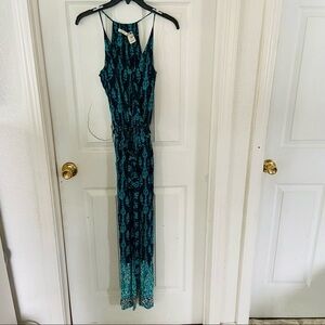 CHELSEA & VIOLET green western Aqua lightweight spaghetti strap jumpsuit size XS